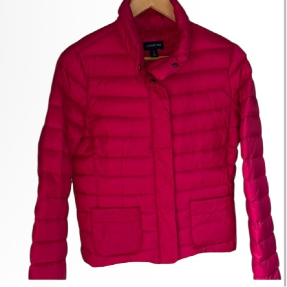 Lands' End jacket Pink Puffer Lightweight Quilted Design small down filled - Picture 1 of 4